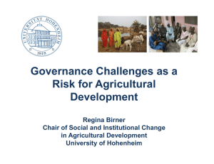 Governance Challenges as a Risk for Agricultural Development