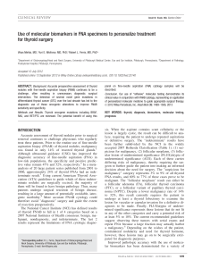 Use of molecular biomarkers in FNA specimens to personalize treatment