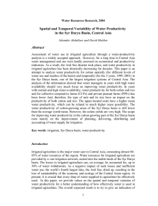Spatial and Temporal Variability of Water Productivity Abstract
