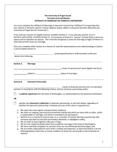 You must complete this Affidavit of Marriage or Domestic Partnership... The University of Puget Sound Personal and Confidential
