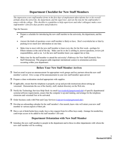 Department Checklist for New Staff Members