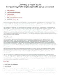 University of Puget Sound Campus Policy Prohibiting Harassment &amp; Sexual Misconduct