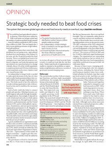T Strategic body needed to beat food crises Joachim von Braun Summary