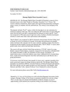 FOR IMMEDIATE RELEASE  Ramapo Digital Music Ensemble Concert