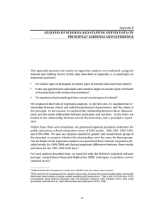 ANALYSES OF SCHOOLS AND STAFFING SURVEY DATA ON