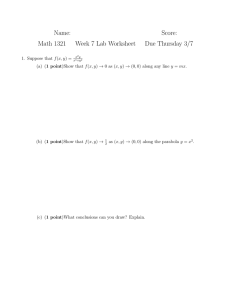 Name: Score: Math 1321 Week 7 Lab Worksheet