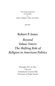 Robert P. Jones Beyond Values Voters: The Shifting Role of