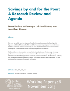 Savings by and for the Poor: A Research Review and Agenda