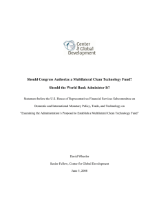 Should Congress Authorize a Multilateral Clean Technology Fund?