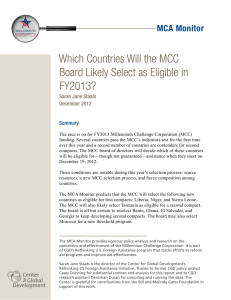 Which Countries Will the MCC Board Likely Select as Eligible in FY2013?