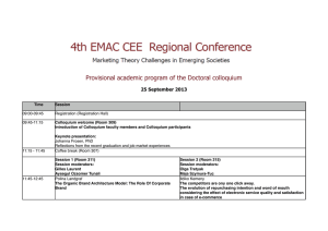 Provisional academic program of the Doctoral colloquium 25 September 2013