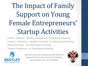 The	Impact	of	Family Support	on	Young Female	Entrepreneurs’ Startup	Activities