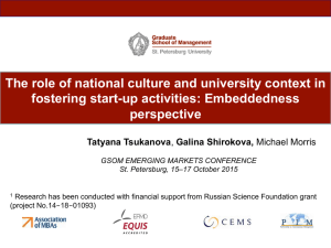 The role of national culture and university context in perspective