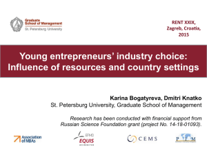 Young entrepreneurs’ industry choice: Influence of resources and country settings