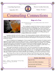 Hope of a Tree Counseling Department Western Carolina University Volume 18, Issue 1