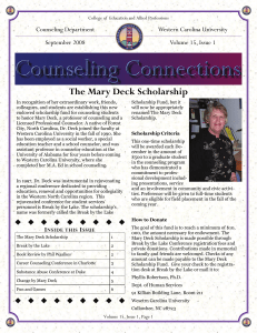 The Mary Deck Scholarship Counseling Department Western Carolina University September 2008