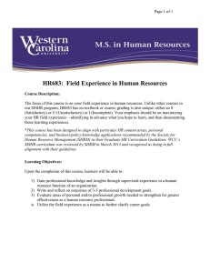 HR683:  Field Experience in Human Resources