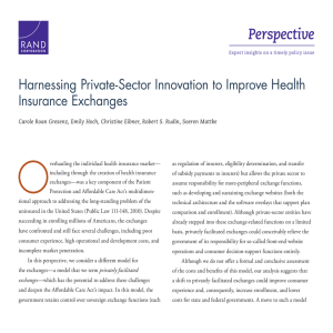 O Perspective Harnessing Private-Sector Innovation to Improve Health Insurance Exchanges