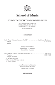 School of Music STUDENT CONCERTS OF CHAMBER MUSIC