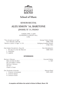 ALEX SIMON ’16, BARITONE SENIOR RECITAL JINSHIL YI ’15, PIANO