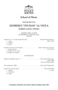 KIMBERLY THUMAN ’16, VIOLA KAREN GANZ, PIANO SENIOR RECITAL SUNDAY, APRIL 17, 2016