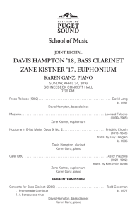 DAVIS HAMPTON ’18, BASS CLARINET ZANE KISTNER ’17, EUPHONIUM KAREN GANZ, PIANO