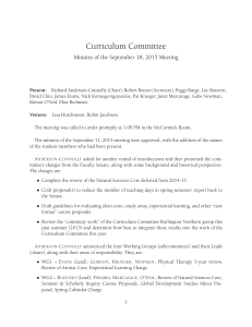 Curriculum Committee Minutes of the September 18, 2015 Meeting