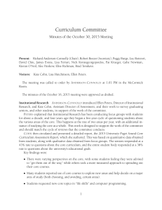Curriculum Committee Minutes of the October 30, 2015 Meeting