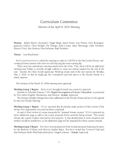 Curriculum Committee Minutes of the April 8, 2016 Meeting