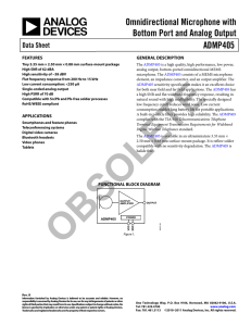 Omnidirectional Microphone with Bottom Port and Analog Output ADMP405 Data Sheet