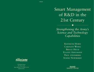 Smart Management of R&amp;D in the 21st Century Strengthening the Army’s