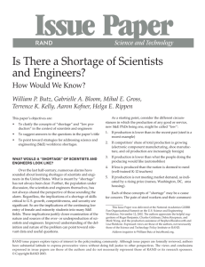 Issue Paper Is There a Shortage of Scientists and Engineers? R