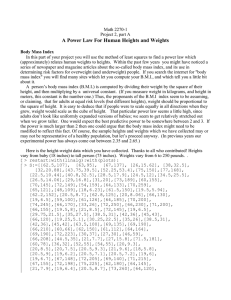 A Power Law For Human Heights and Weights