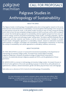 Palgrave Studies in Anthropology of Sustainability CALL FOR PROPOSALS