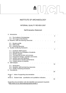 INSTITUTE OF ARCHAEOLOGY  INTERNAL QUALITY REVIEW 2007 Self-Evaluative Statement