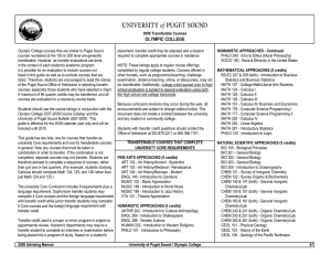 Olympic College courses that are similar to Puget Sound