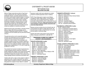 Bellevue College courses that are similar to Puget Sound