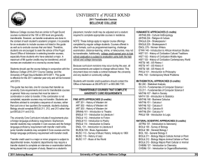 Bellevue College courses that are similar to Puget Sound