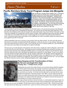 Asian Studies  Fall 2011 Pacific Rim/Asia Study Travel Program Jumps into Mongolia