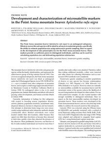Development and characterization of microsatellite markers Aplodontia rufa nigra