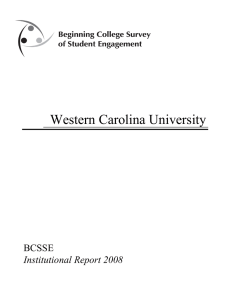 Western Carolina University BCSSE Institutional Report 2008