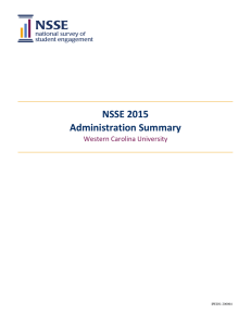 NSSE 2015 Administration Summary Western Carolina University