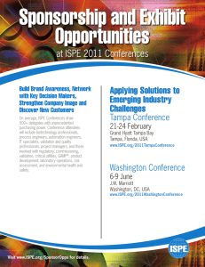 Sponsorship and Exhibit Opportunities  at ISPE 2011 Conferences