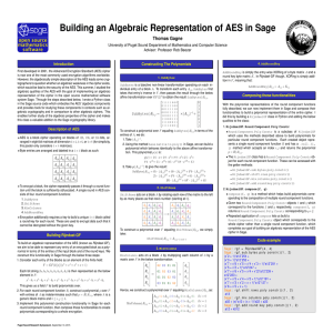 Building an Algebraic Representation of AES in Sage Thomas Gagne
