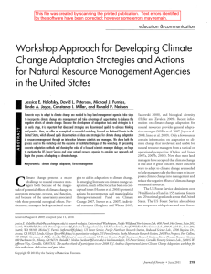 Workshop Approach for Developing Climate Change Adaptation Strategies and Actions