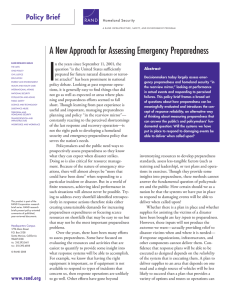 I A New Approach for Assessing Emergency Preparedness Policy Brief