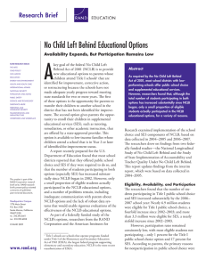 A No Child Left Behind Educational Options Research Brief