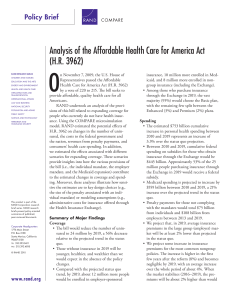 O Analysis of the Affordable Health Care for America Act (H.R. 3962)