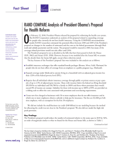 O RAND COMPARE Analysis of President Obama’s Proposal for Health Reform Fact sheet