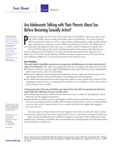 P Are Adolescents Talking with Their Parents About Sex Fact sheet